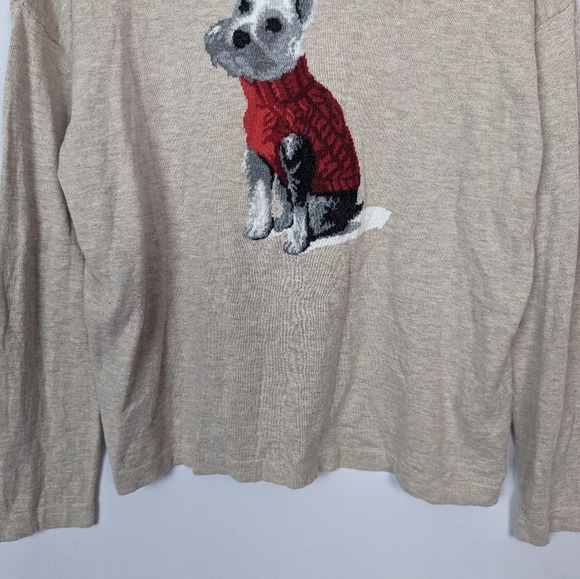 J.Jill Sz. M Crew Neck Weston The Dog Pullover Sweater Beige Heathered Knit Top - Picture 8 of 12